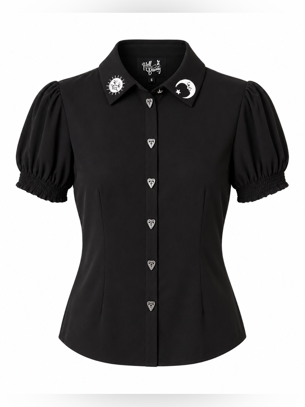 Hell Bunny Black Celestial Embroidered Samara Blouse NWT